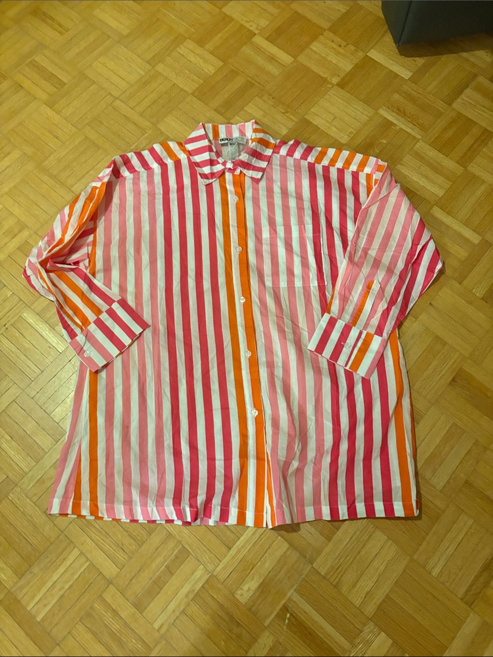 Beach Riot Striped shirt in Pink, Red & Orange. NWOT